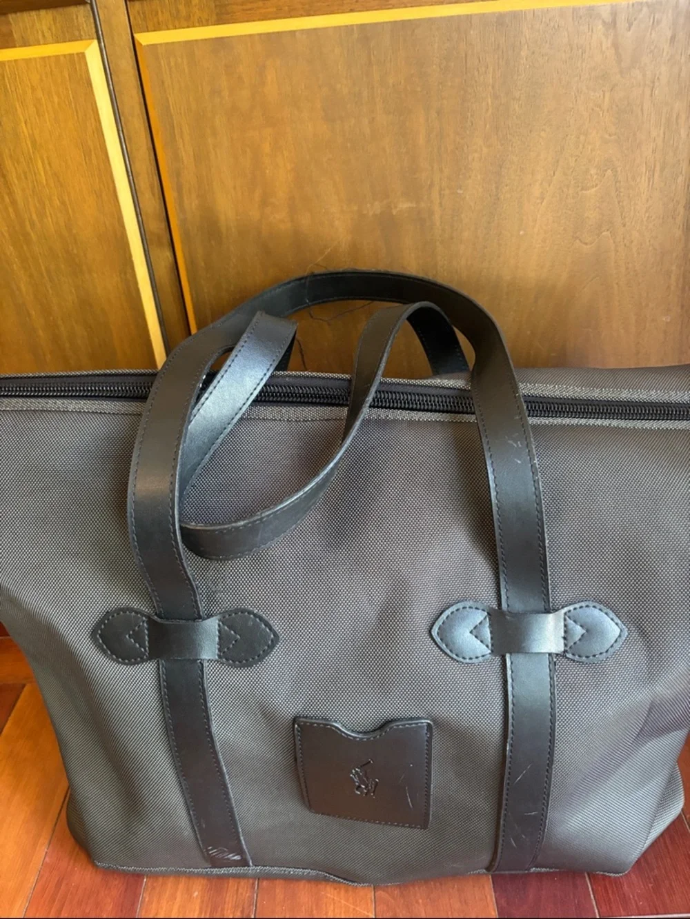 Ralph Lauren Signature Logo Bag Carry-On Duffel Weekender Charcoal w/Black